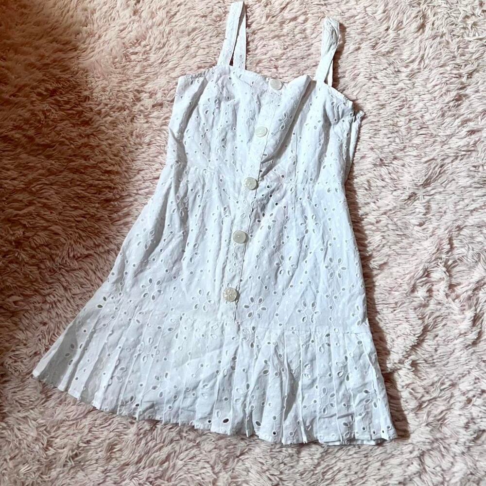 White Eyelet Button Down Minimalist Soft Girl Twee‎ Coquette Fairy Angel Dress